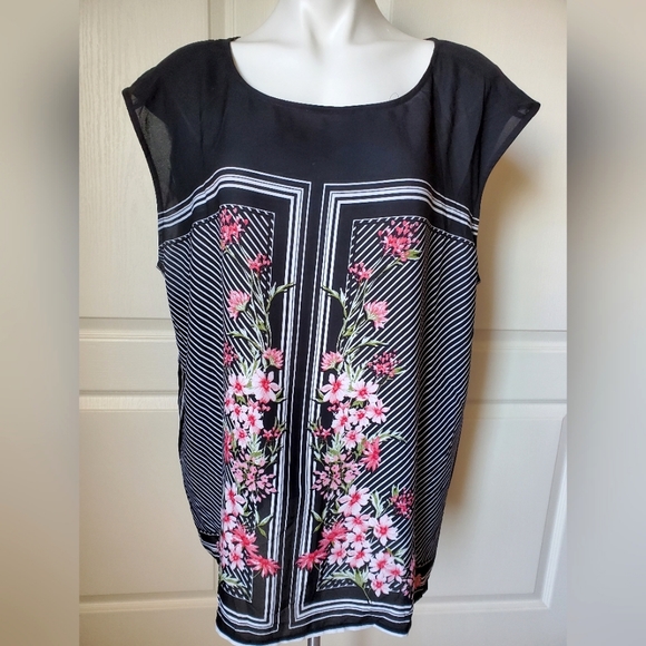 Cocomo Striped Floral Tank Top 1x - Picture 1 of 6